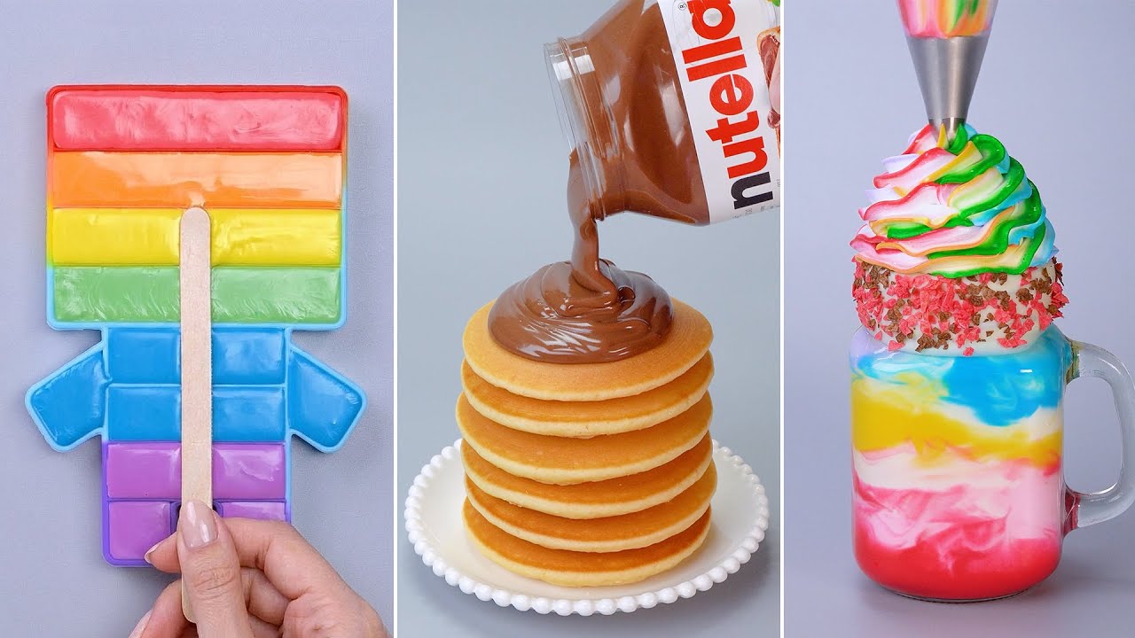 Komplikasi Kue Pelangi & Makanan Penutup Paling Memuaskan 🌈 Pancake Nutella, Jeli Buatan Sendiri