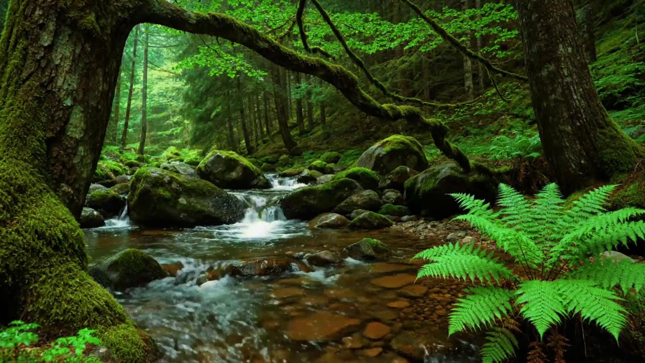 Calming Forest Ambience 🌿 Birds Singing Beautiful Stream Sounds for Deep Sleep, Study Focus,Medicine