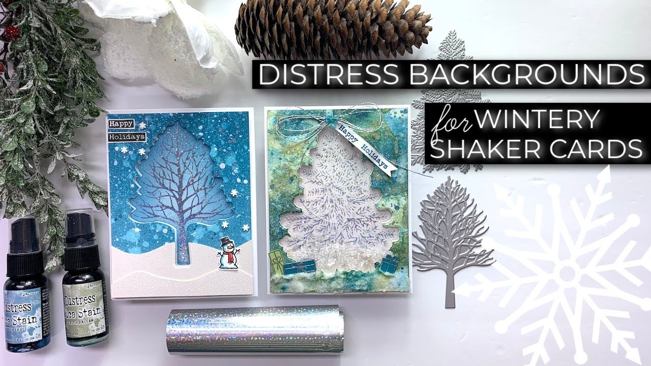 Distress Backgrounds + Shaker Cards with Hot Foiling too