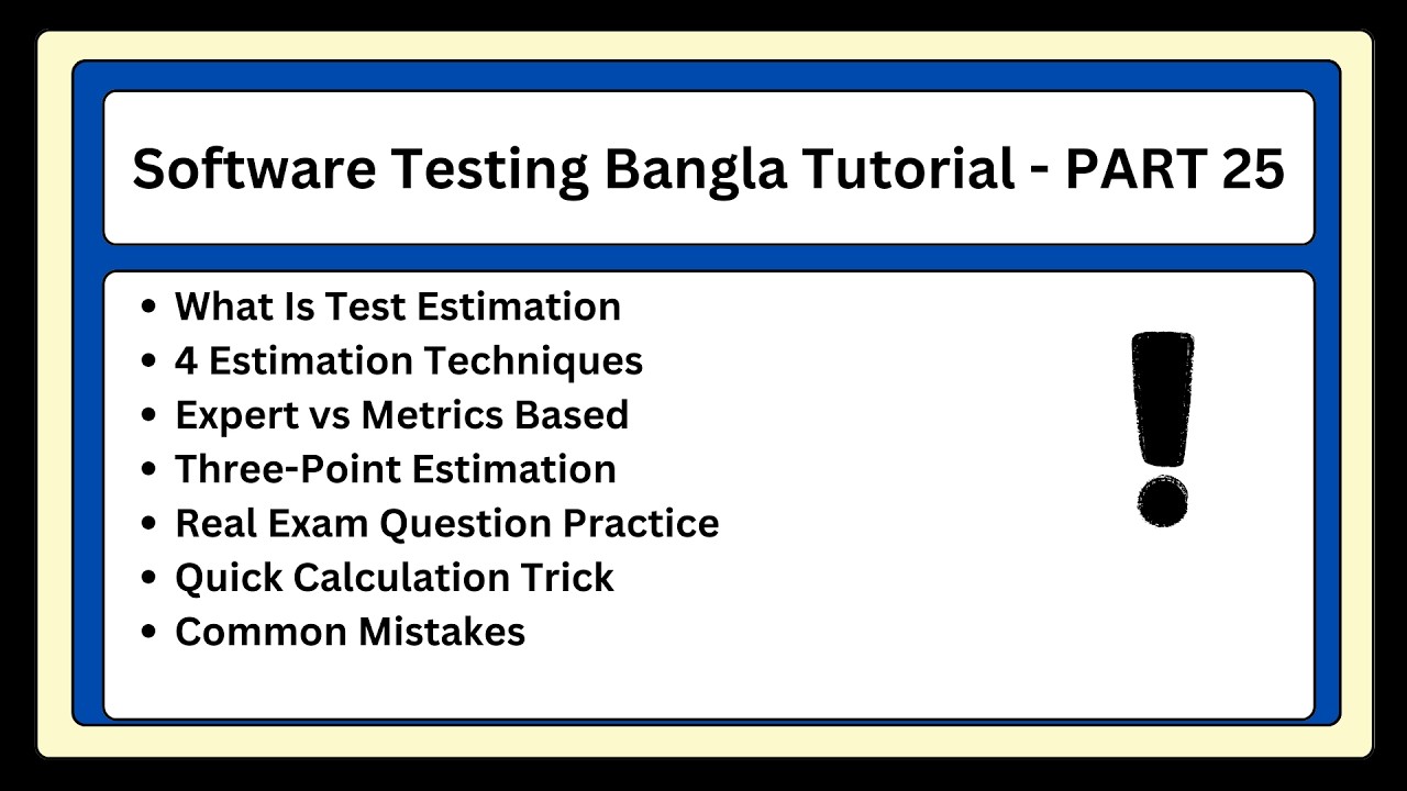 Test Estimation Techniques | ISTQB Chapter 5 | 4 Methods with Exam Practice (Bangla)