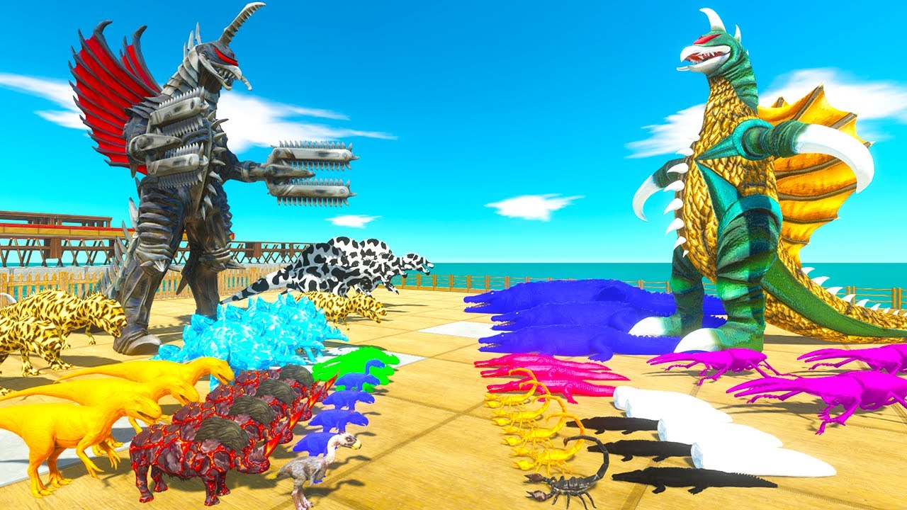 Kaiju Battle | Reptiles Colors Fights Volcano and Ice Monsters - Animal Revolt Battle Simulator