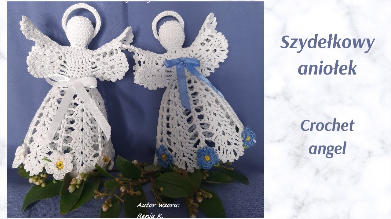 Aniołek 12 cm  szydełko. Wzór autorski/author pattern Renia K. Crochet angel.