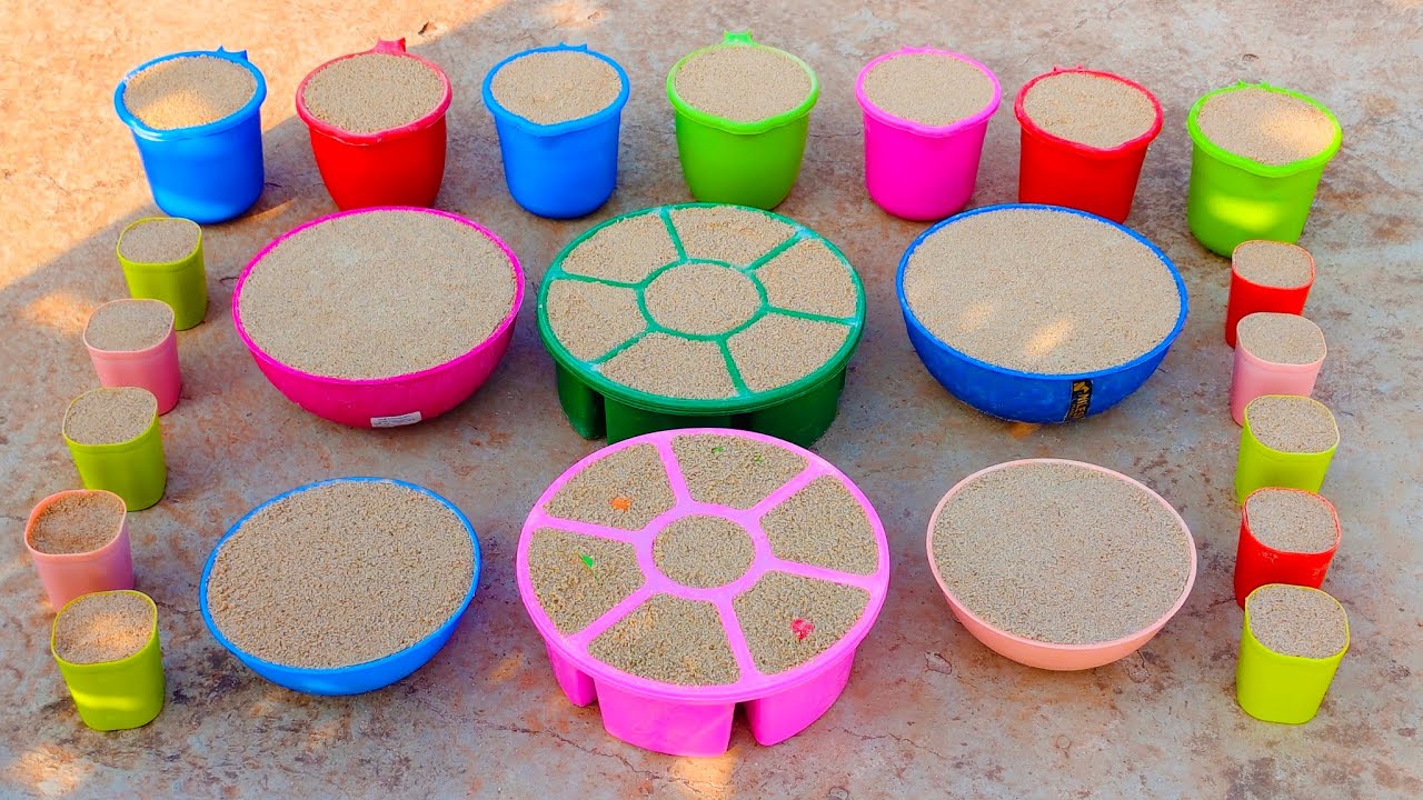 Amezing ASMR making sand art glass relaxing kinetic deasrt Sand clay cake 