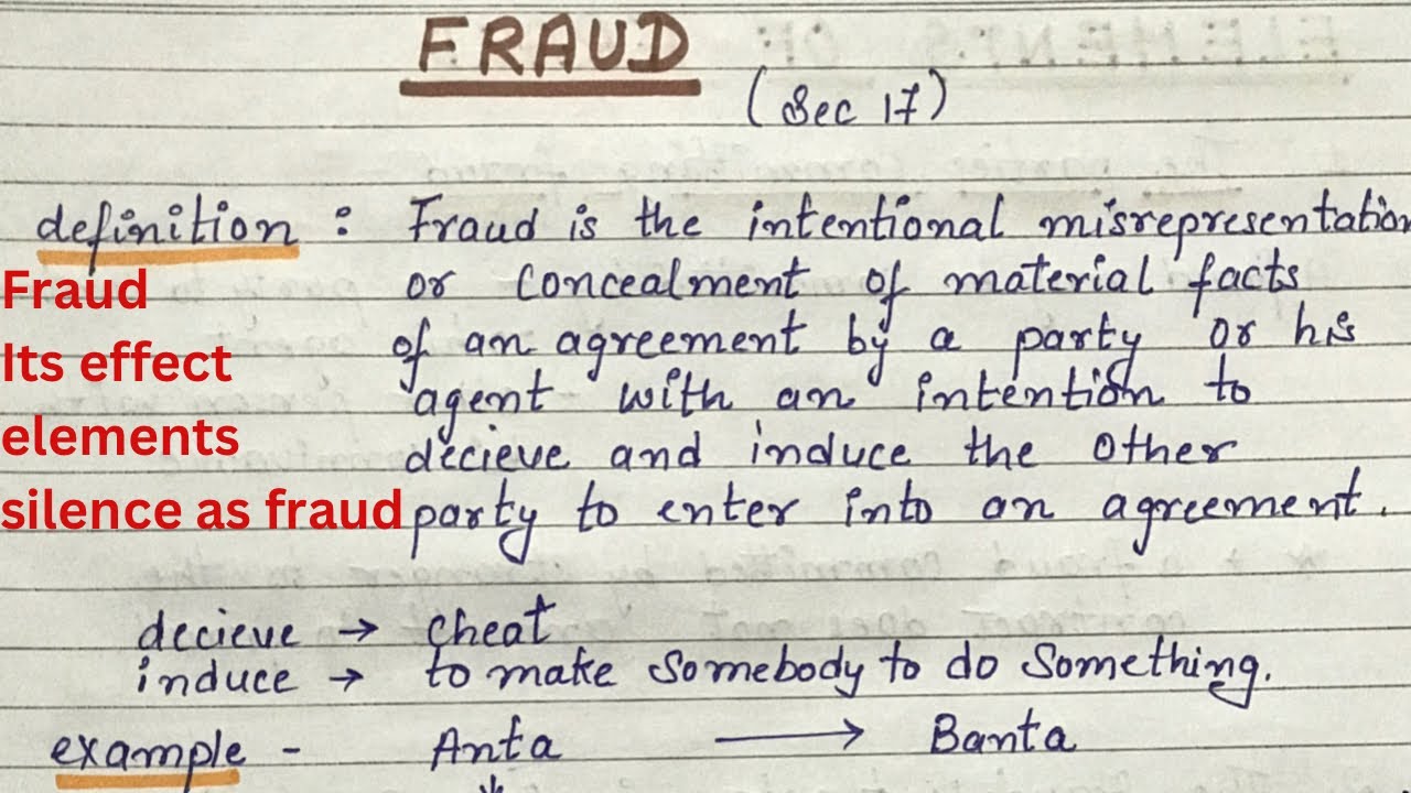 Fraud - section 17 || Effects & Elements || Does Silence Amount To Fraud