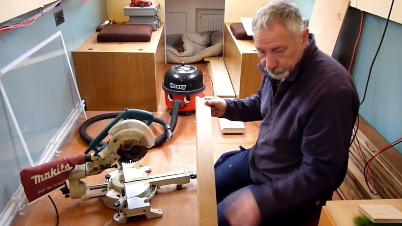Narrowboat self build Ep 75 We test fit the Oak trim for the dinette and saloon, sand and varnish.