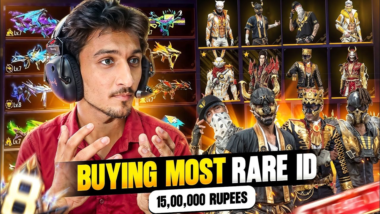 15,00,000 ₹ Id Collection 😱 Collection Verses With Biggest V Badge Youtuber 🔥 🔥- Free Fire Max