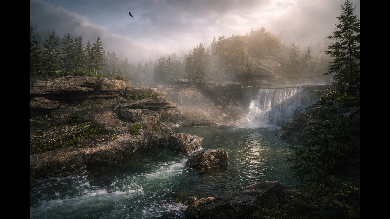 Red Dead Redemption 2 4K | Cumberland Falls Waterfall Fog Ambience | Cinematic Exploration