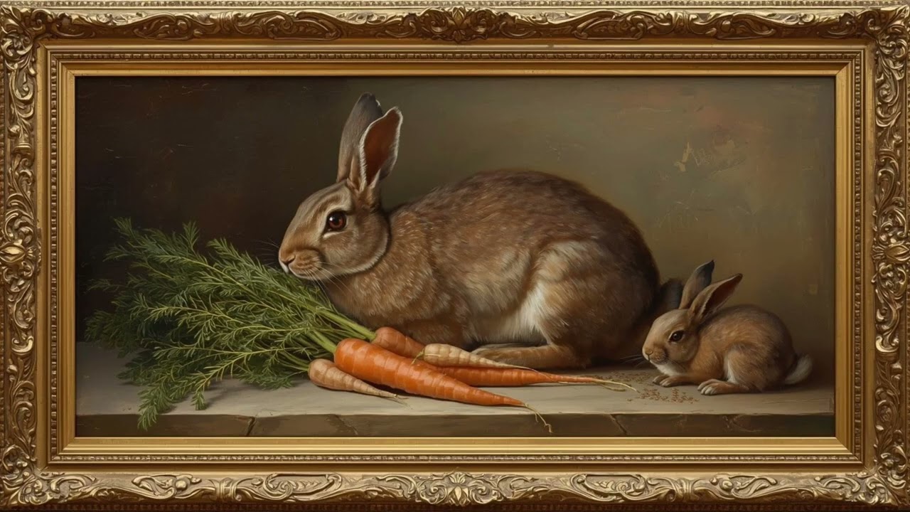 Artistic Frame TV | Rabbit Bunny Carrots | Easter Spring screensaver - 1hr HD FREE