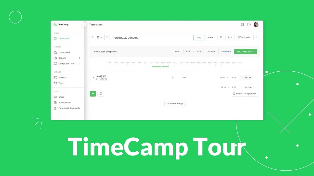 TimeCamp Tour - automatic time tracking software for teams