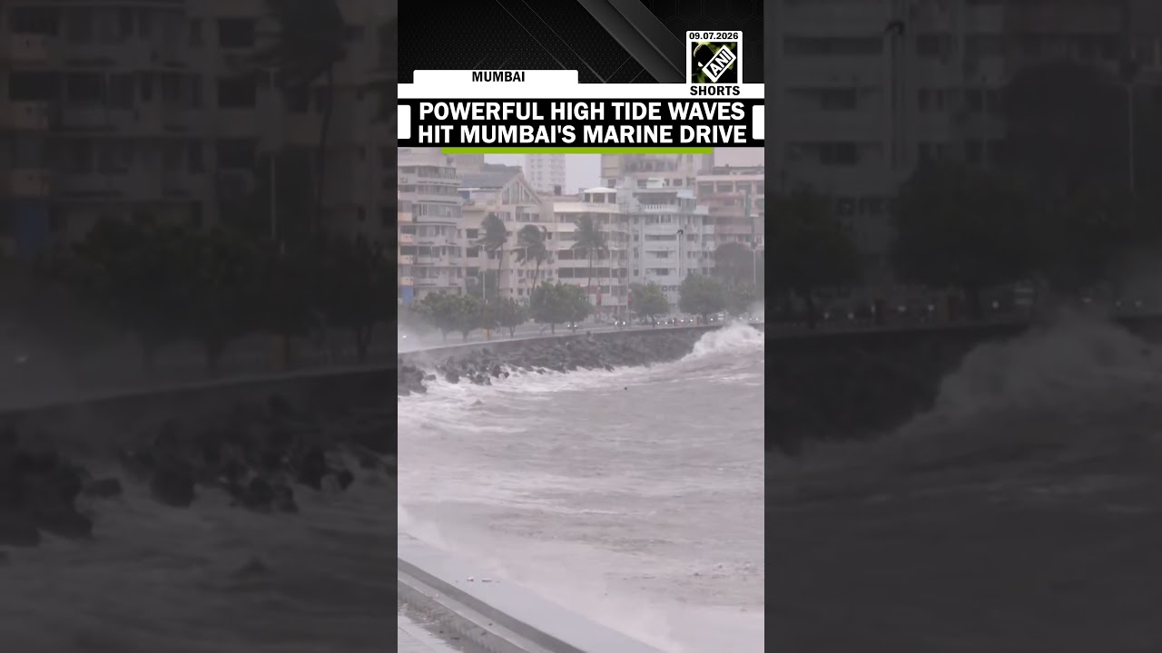 Mumbai's Marine Drive drenched by powerful High Tide waves amid rough sea