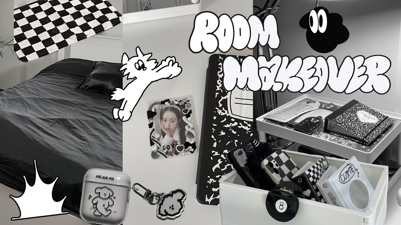 room makeover 2023❕ |  aesthetic,black and white themed and pinterest inspired