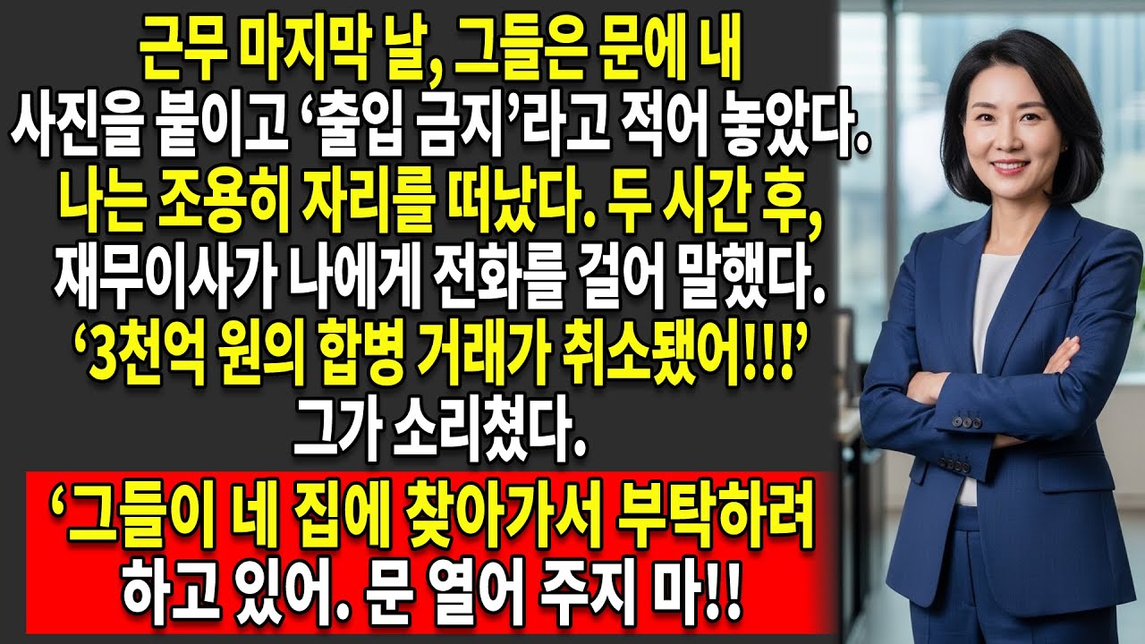 🥲해고된 후의 복수: "나는 바로 그들의 3천억 원 규모 합병 거래가 완전히 무너지게 만든 열쇠를 쥐고 있는 사람이었다." 🤷‍♀️