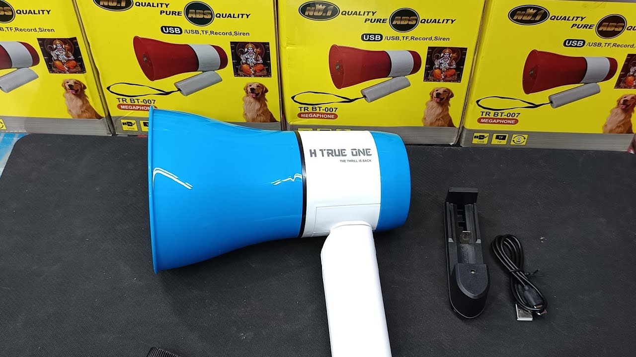 Мегафон 📣 100 Вт, портативная Bluetooth-колонка с сиреной, перезаряжаемая батарея, обзор и распак...