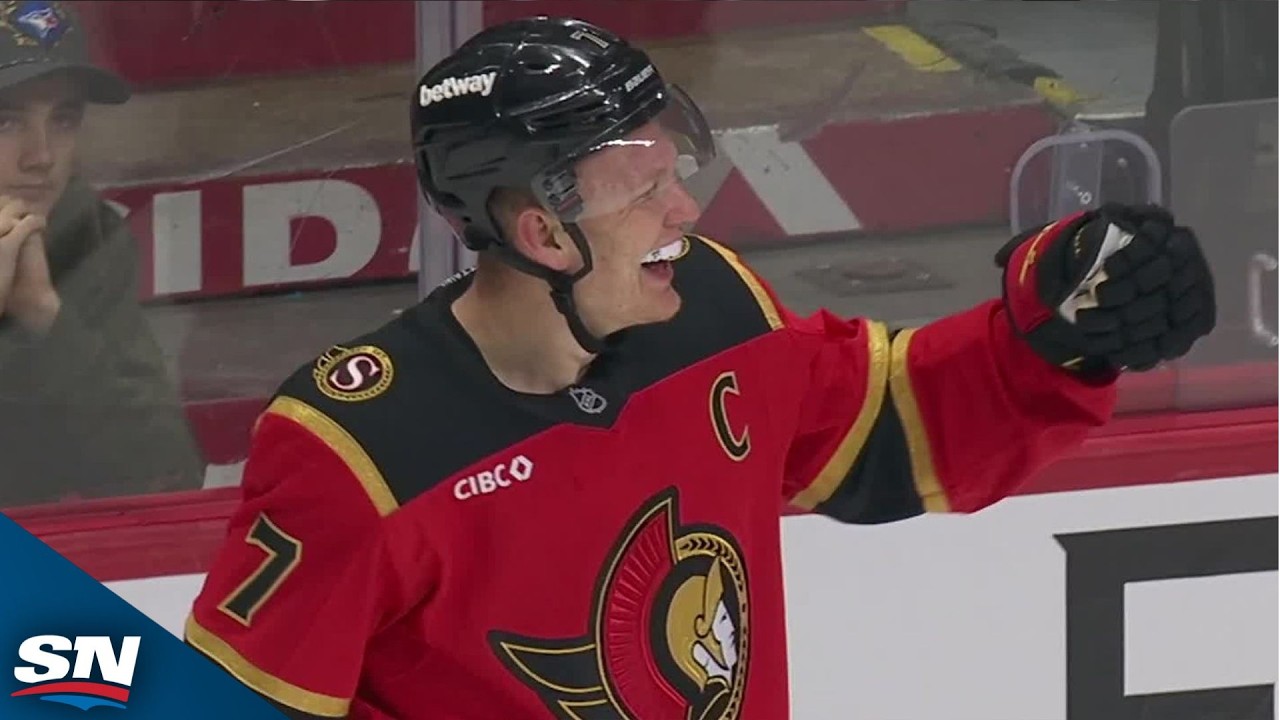 Senators' Brady Tkachuk Finds Back Of Net On Long Second Chance Rebound