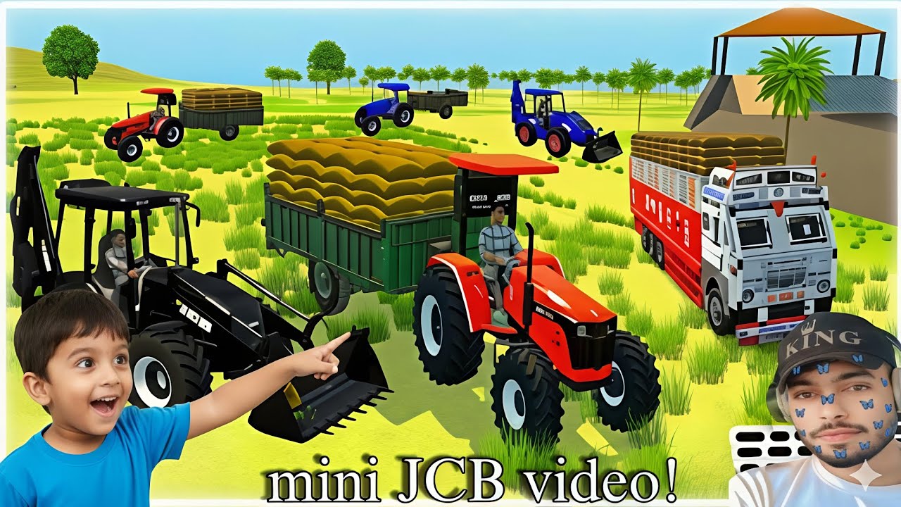 JCB mini video//loading truck video // Mahindra tractor 💥 new game video  