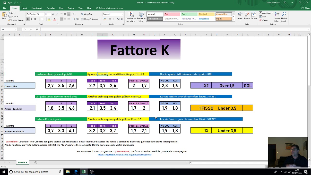 Fattore K. - La novit&agrave; geniale che ti fa vincere con l'analisi delle quote