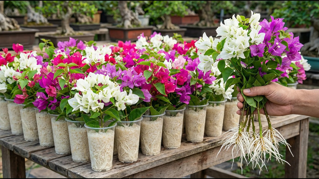 Just a cup of rice! Bougainvillea suddenly sprouts (999%) roots and blooms all year round.