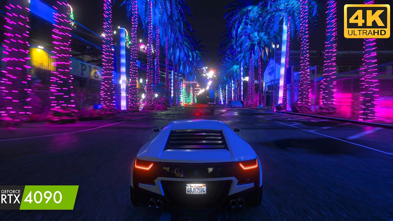 I TURNED GTA 5 INTO CYBERPUNK WITH NEON LIGHTING MOD - CYBERPUNK NEON VEGETATION + REALISM GRAPHICS