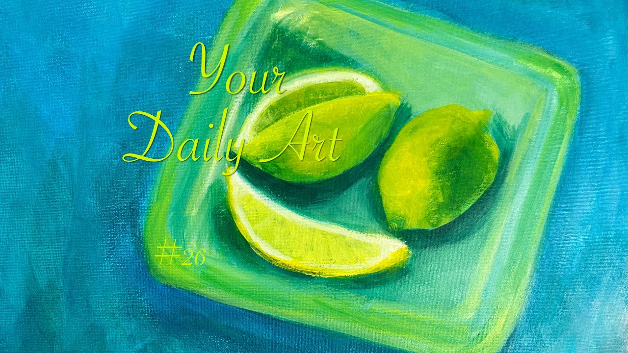 Green Lemon on Blue Daily Art