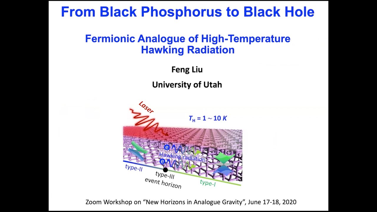 Feng Liu (Utah) &ndash; Fermionic Analogue of High Temperature Hawking Radiation in Black Phosphorus