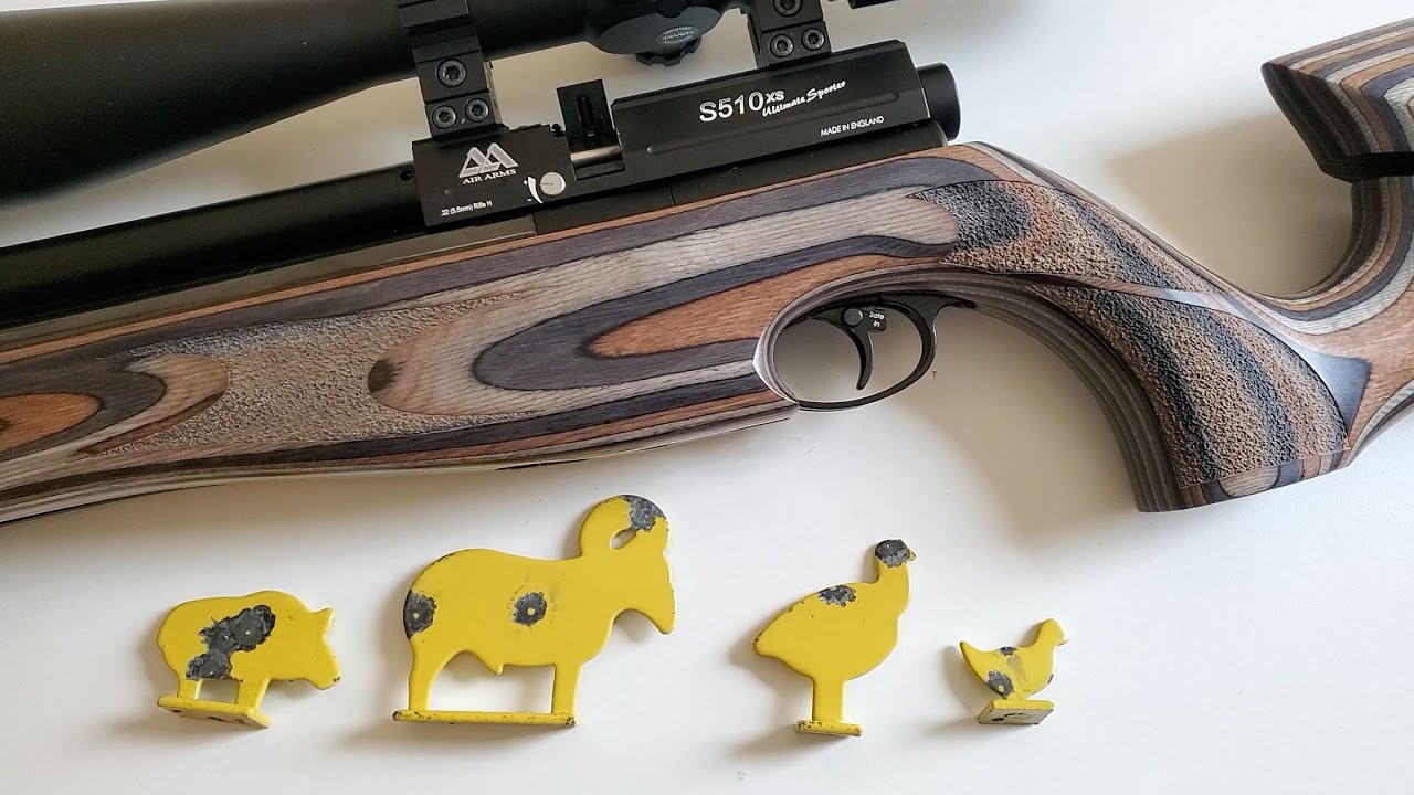 SLYNGER Airgun Silhouette Steel Targets (Full Review) vs Air Arms S510 XS Laminate PCP Rifle