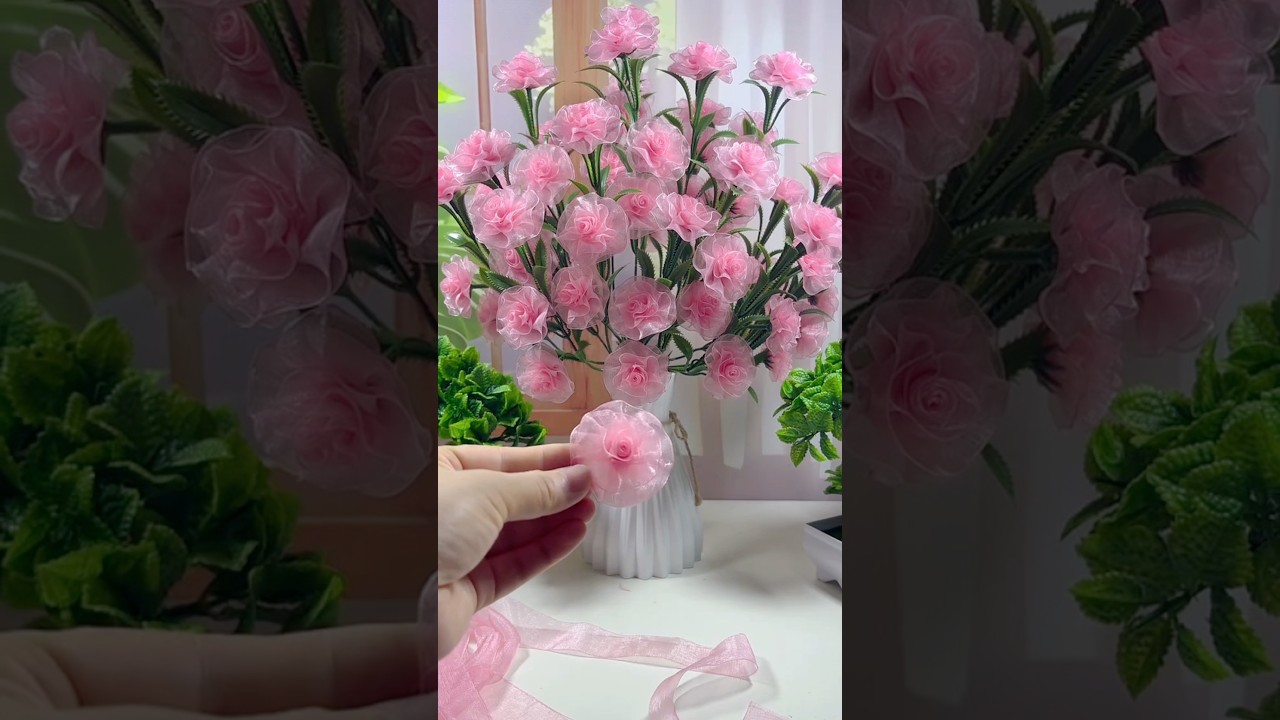 DIY ribbon rose flower gift 