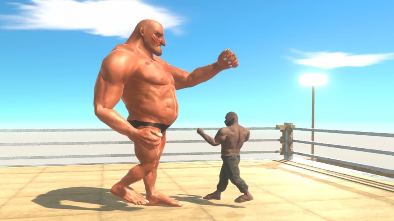 HILL GIANT in Boxing Ring on Building Top - Animal Revolt Battle Simulator