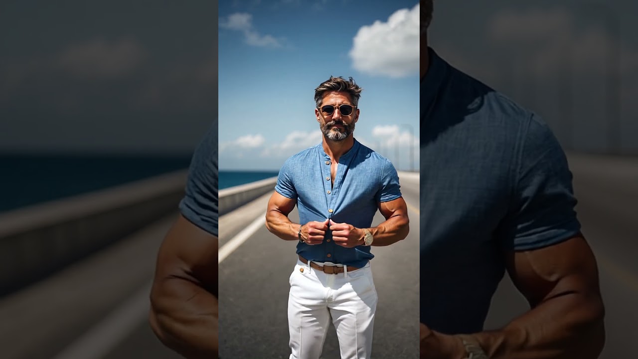 Men's Cotton And Linen Stand Collar Slim Fit Short Sleeve Shirt.#mensfashion #mensstyle #ootd #fyp