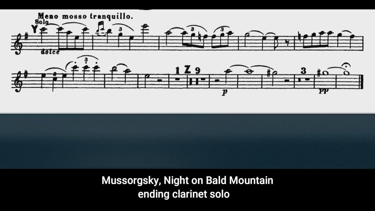 Mussorgsky, Night on Bald Mountain, ending clarinet solo