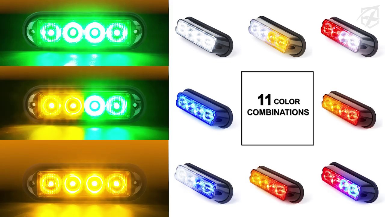 Xprite White/Amber Marker Series 4W Surface Mount Grille Strobe Light Head Introduction and Display