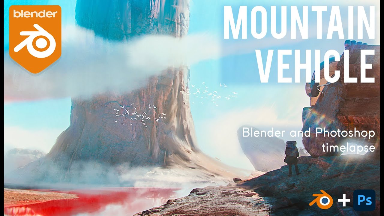 Mountain Vehicle Timelapse- Concept art in Blender