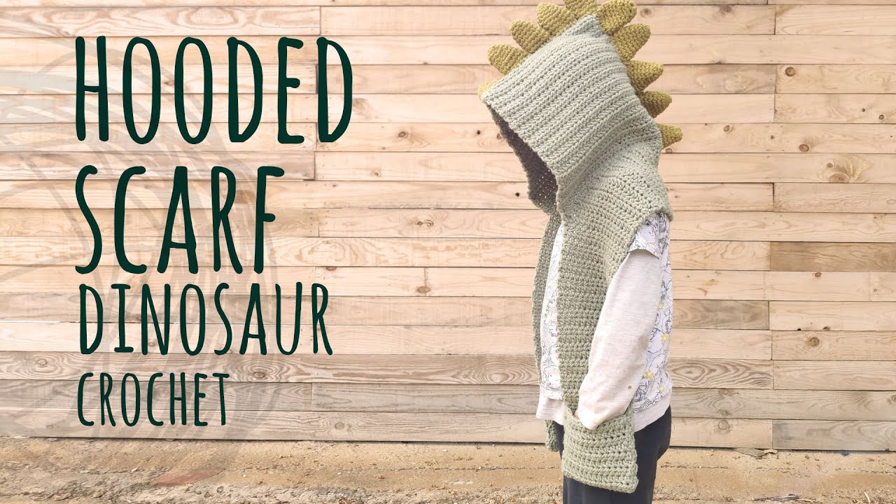 Tutorial Easy Crochet Dinosaur Hooded Scarf | Lanas y Ovillos in English