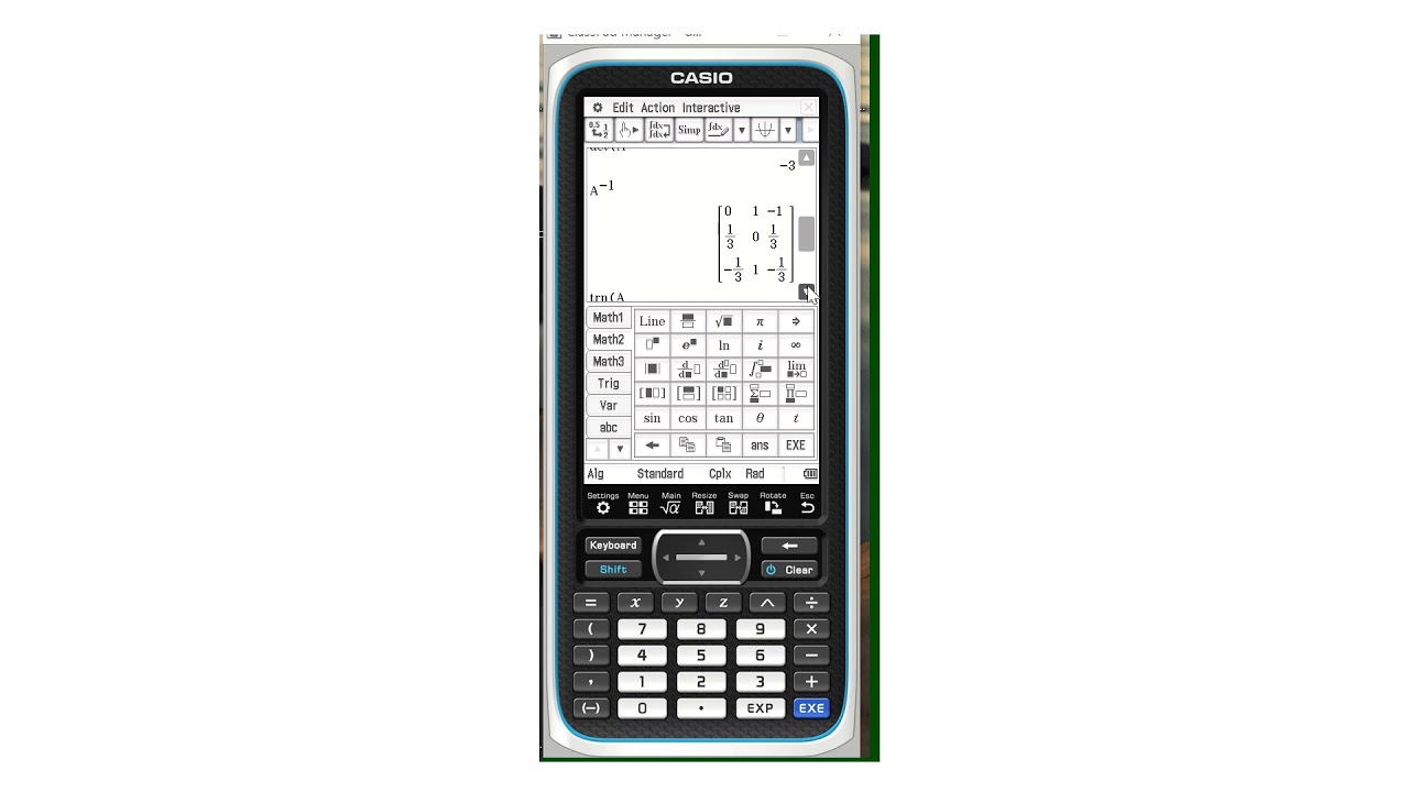 calculo de matrices classpad