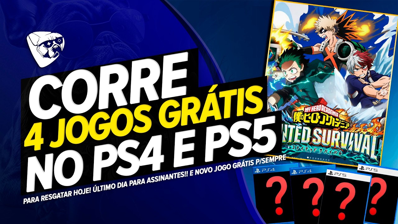 CORRE !!! 4 JOGOS GR&Aacute;TIS NO PS4/PS5 PARA RESGATAR HOJE! &Uacute;LTIMO DIA P/ASSINANTES!! E NOVO JOGO GR&Aacute;TIS