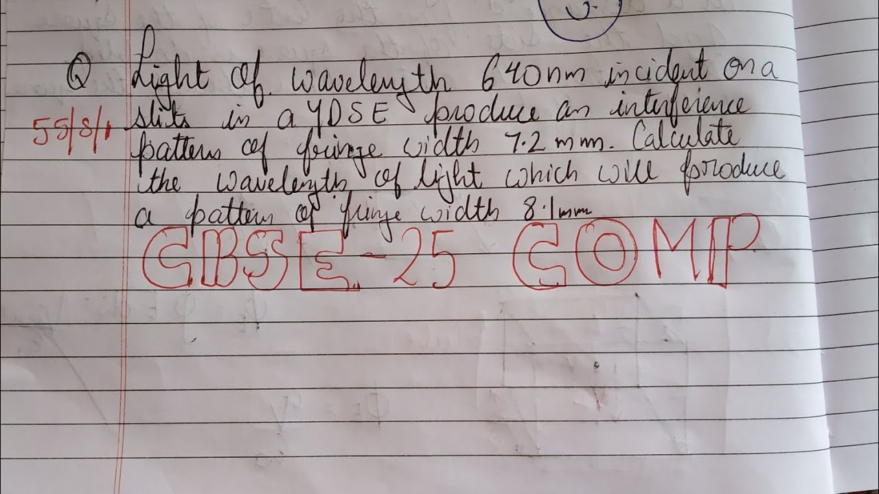 Light of wavelength 640 nm incident on the slits in a Young&rsquo;s double-slit experiment produces an