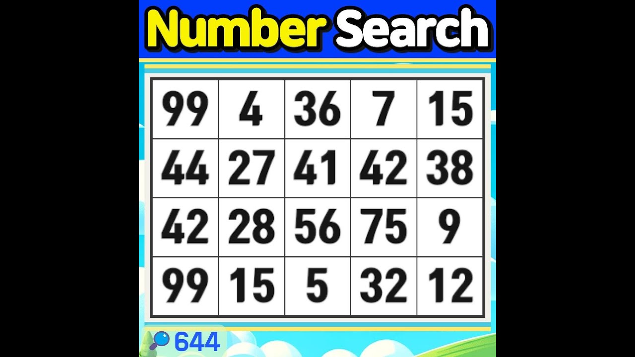 Number Search #644 Brain anti-aging【Match | brain game | puzzle 】