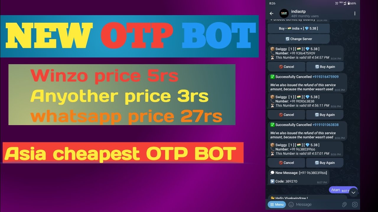 New OTP website | New OTP BOT india Number | Asia cheapest OTP BOT
