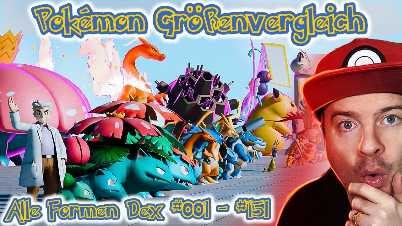 Pokémon-Größenvergleich – Generation 1 – Alle Formen – Pokédex-Reihenfolge | Domtendo Reaktion