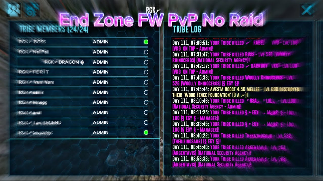 Ark Mobile End Zone FW PvP No Raid