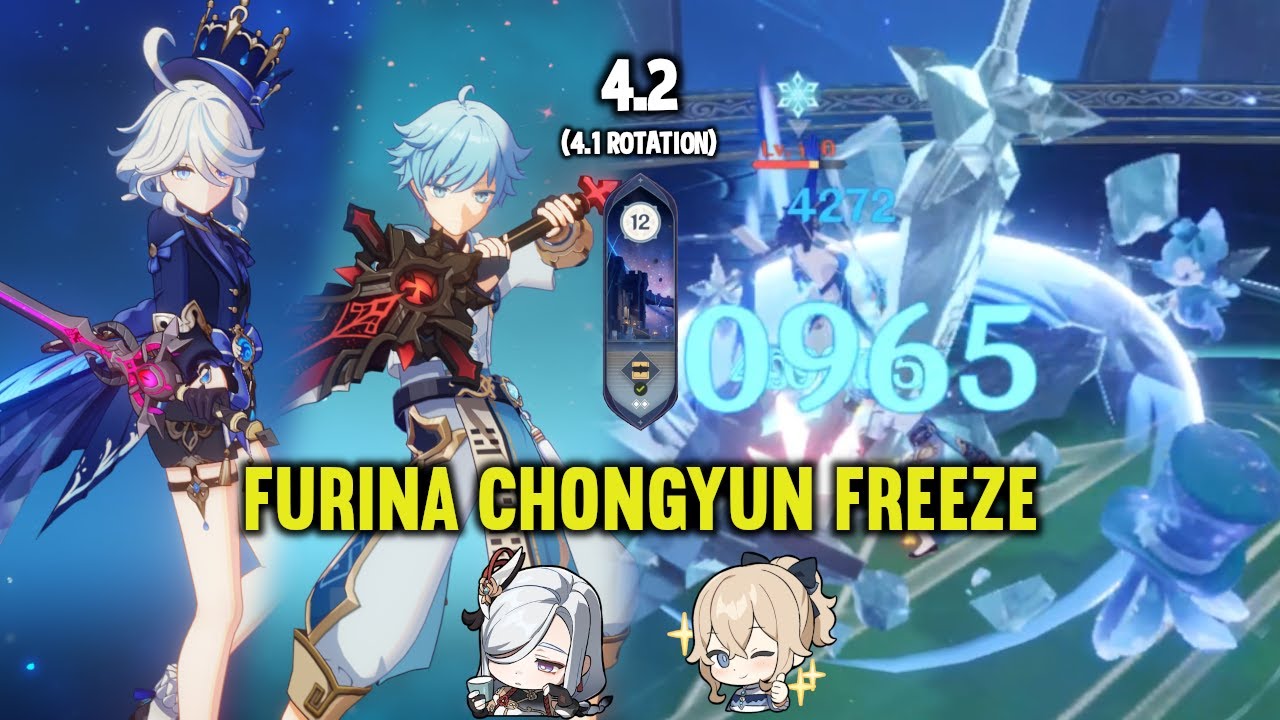 (F2P) C0 FURINA C6 CHONGYUN Freeze | 4.2 Spiral Abyss Floor 12 (4.1 Rotation) | Genshin Impact