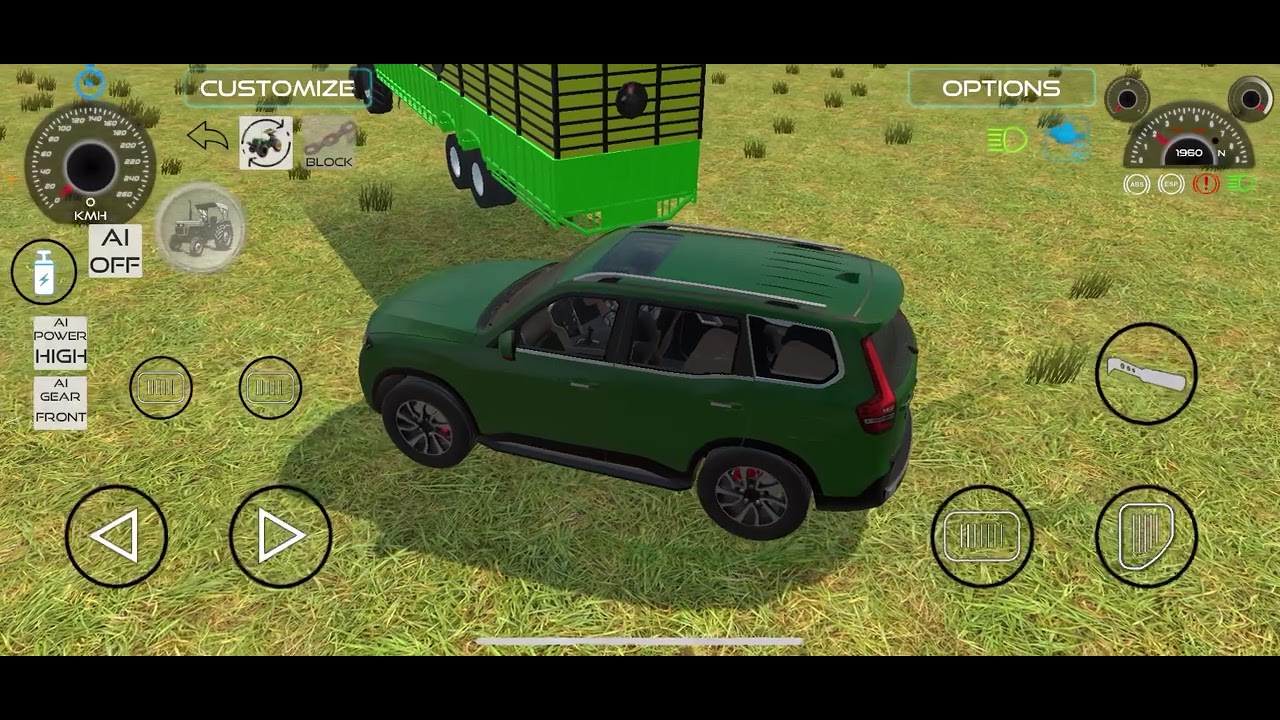 Tractor with long trolley in Indian vehicle simulator 3D game#youtube #viralvideo 