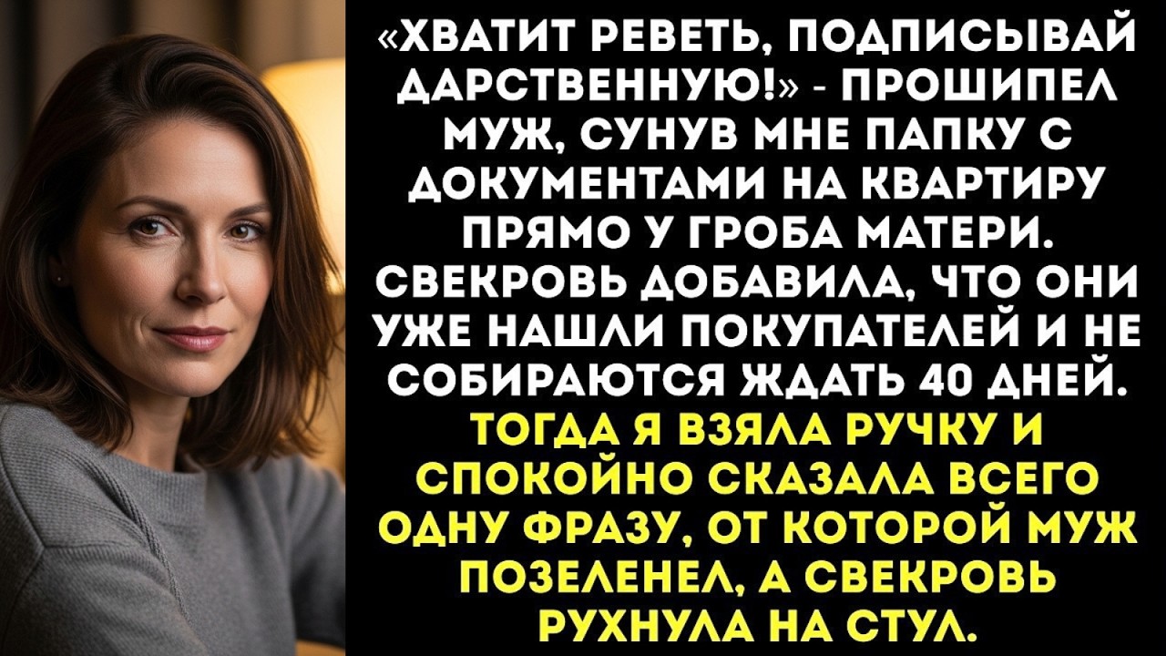 «Хватит реветь, подписывай дарственную!» — муж сунул мне документы прямо у гроба матери...