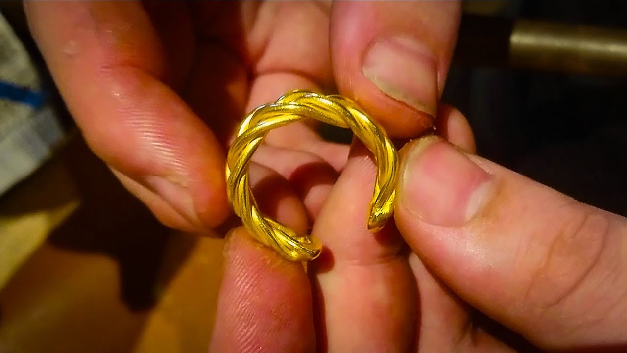 Making 22kt Gold Viking Braided Torc Ring #goldsmith #ASMR