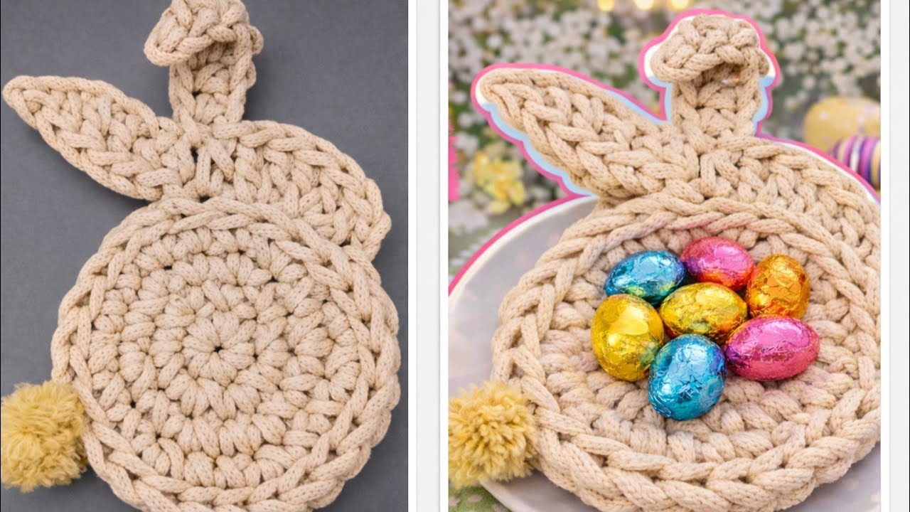 TUTO CROCHET : Lapin Présentoir à chocolats pour Pâques 🐰Déco de Table Facile