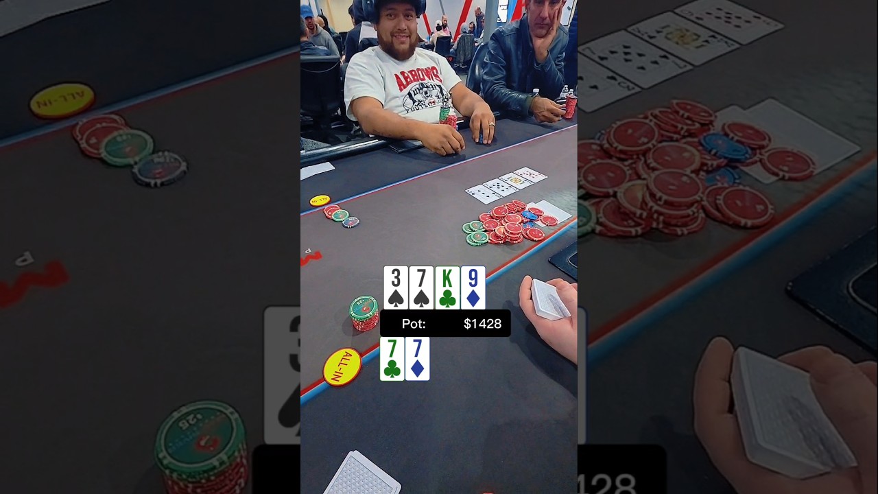 I Flop a set and Crack AA. 3 ways ALL IN.
