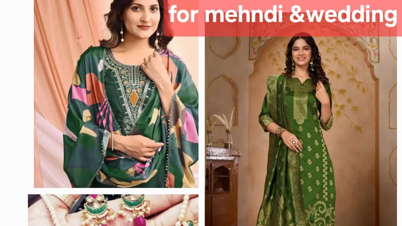 Beautiful 👌👌suit set and jewelry |for mehndi function 💚💚💃|under budget |haul video,part -1