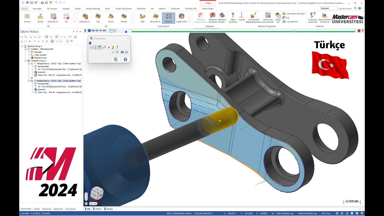 Mastercam2024 Birleşik Çok Eksenli Takımyolunda Sınırdaki Kesimlerin Değiştirilebilmesi