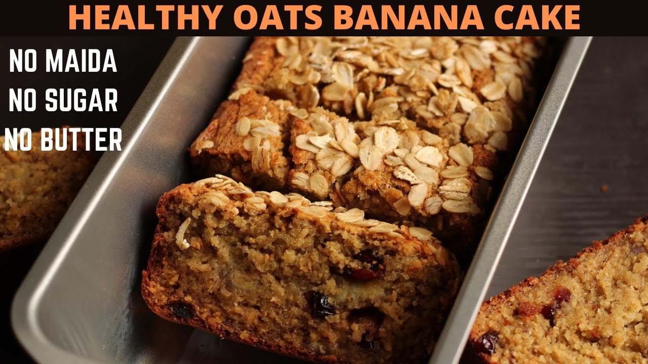 HOW TO MAKE OATS BANANA CAKE | EASY SNACKS CAKE - NO SUGAR | Healthy Banana Oatmeal Cake Recipe