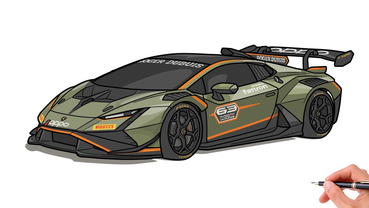 How to draw a LAMBORGHINI HURACAN SUPER TROFEO EVO 2 / drawing lambo st evo 2022 sports car