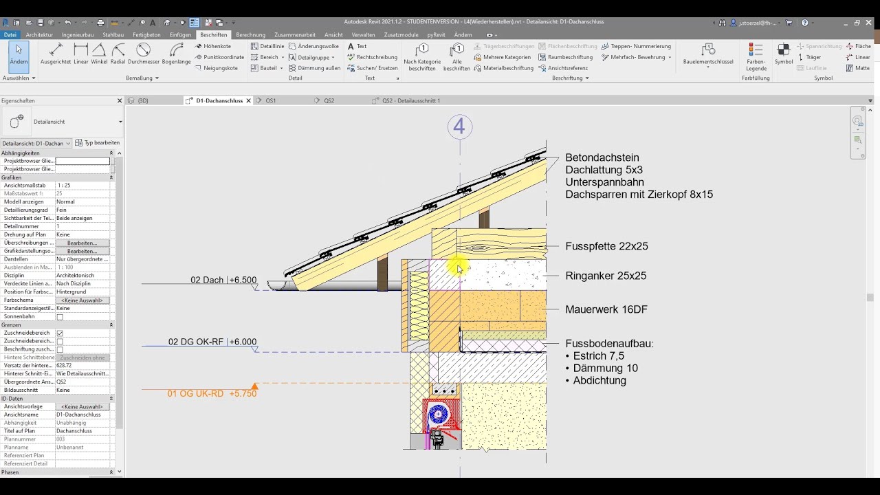 Revit Grundkurs: 6.1.1. Detailplanung: 3D-Modellansichten mit 2D-Details erweitern